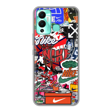 Силиконовый противоударный чехол на Infinix Hot 12 Play с принтом Найк Nike яркий