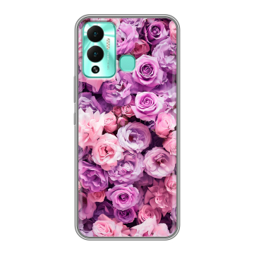 Силиконовый противоударный чехол на Infinix Hot 12 Play с принтом лавандовые розы
