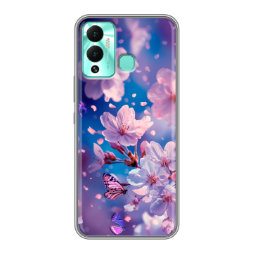 Силиконовый противоударный чехол на Infinix Hot 12 Play с принтом цветы бабочки