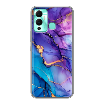 Силиконовый противоударный чехол на Infinix Hot 12 Play с принтом синий мрамор
