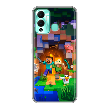 Силиконовый противоударный чехол на Infinix Hot 12 Play с принтом Майнкрафт Minecraft