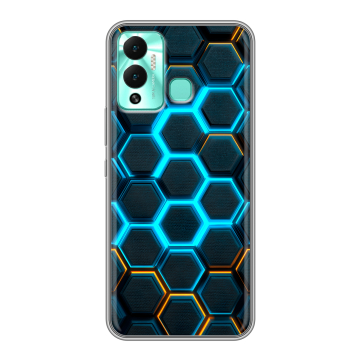 Силиконовый противоударный чехол на Infinix Hot 12 Play с принтом Неоновые соты