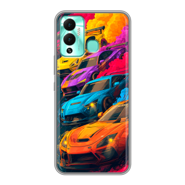 Силиконовый противоударный чехол на Infinix Hot 12 Play с принтом Тачки