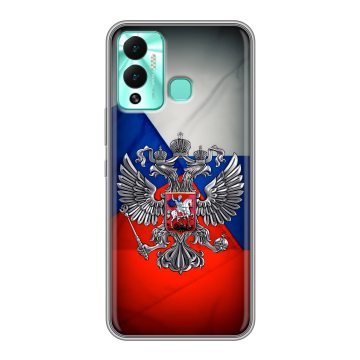 Силиконовый противоударный чехол на Infinix Hot 12 Play с принтом Флаг России