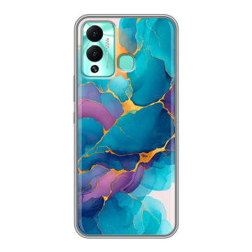 Силиконовый противоударный чехол на Infinix Hot 12 Play с принтом Мрамор блестки