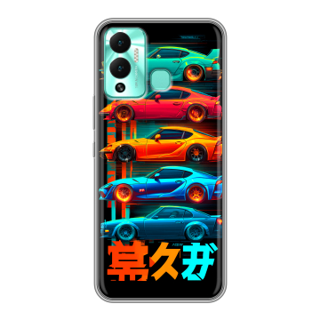 Силиконовый противоударный чехол на Infinix Hot 12 Play с принтом машины тачки