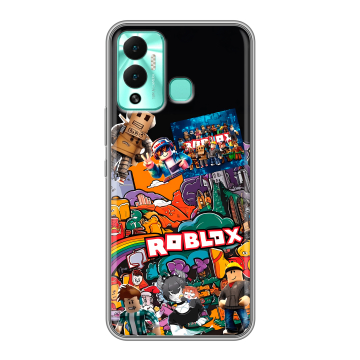 Силиконовый противоударный чехол на Infinix Hot 12 Play с принтом Roblox Роблокс