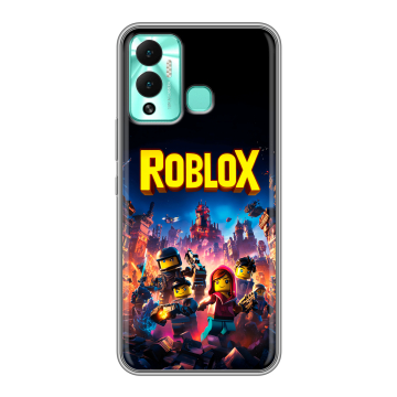 Силиконовый противоударный чехол на Infinix Hot 12 Play с принтом Roblox Роблокс
