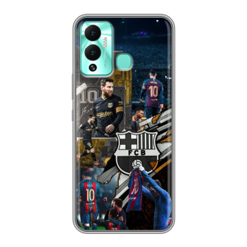 Силиконовый противоударный чехол на Infinix Hot 12 Play с принтом Messi Barcelona