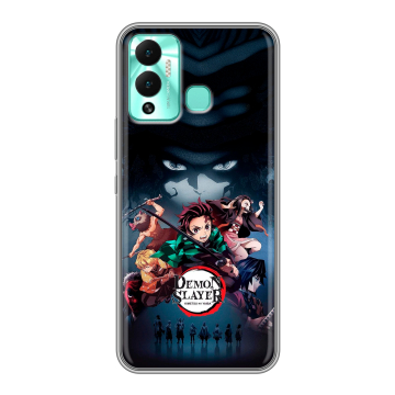 Силиконовый противоударный чехол на Infinix Hot 12 Play с принтом Demon Slayer Клинок рассекающий демонов