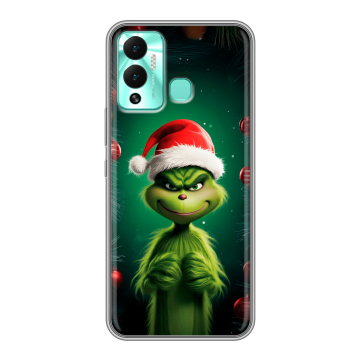 Силиконовый противоударный чехол на Infinix Hot 12 Play с принтом Гринч Новый год Рождество
