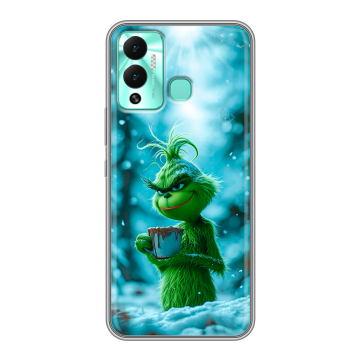 Силиконовый противоударный чехол на Infinix Hot 12 Play с принтом Новый год гринч