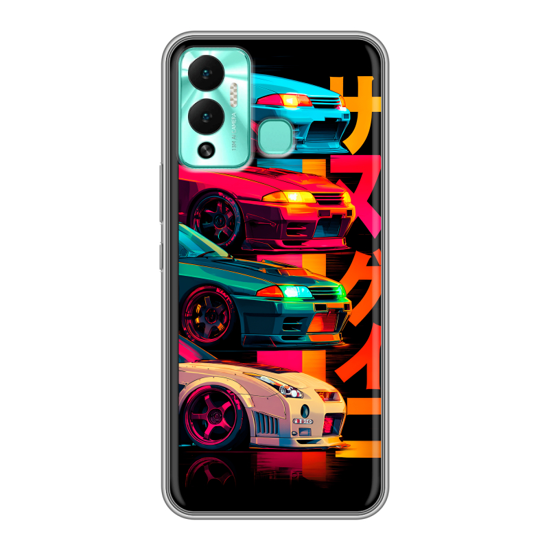 Силиконовый противоударный чехол на Infinix Hot 12 Play с принтом Гоночные машины Силиконовый противоударный чехол на Infinix Hot 12 Play с принтом Гоночные машины