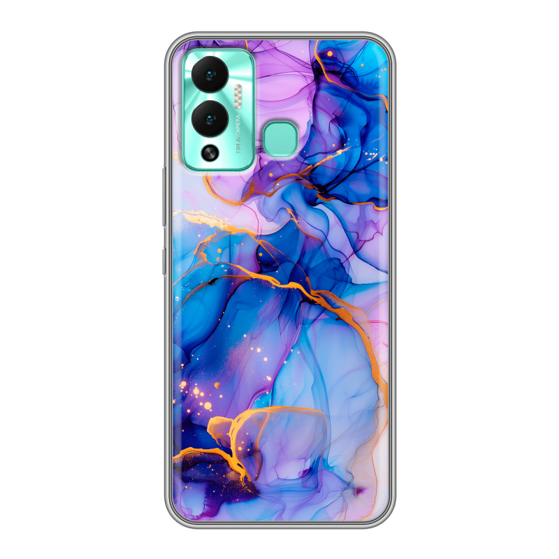 Силиконовый противоударный чехол на Infinix Hot 12 Play с принтом синий мрамор Силиконовый противоударный чехол на Infinix Hot 12 Play с принтом синий мрамор