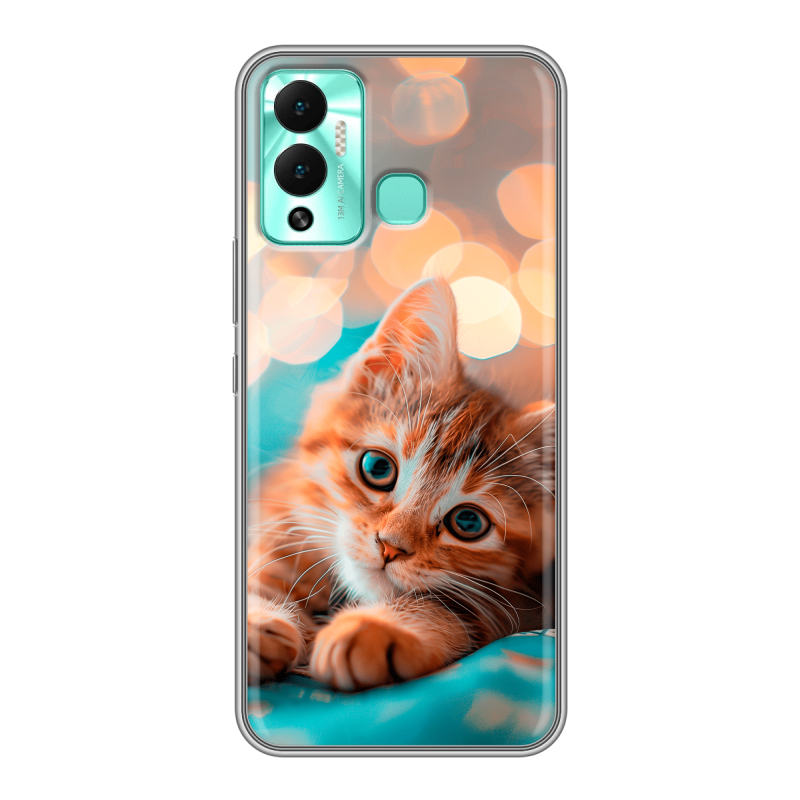 Силиконовый противоударный чехол на Infinix Hot 12 Play с принтом котик Силиконовый противоударный чехол на Infinix Hot 12 Play с принтом котик