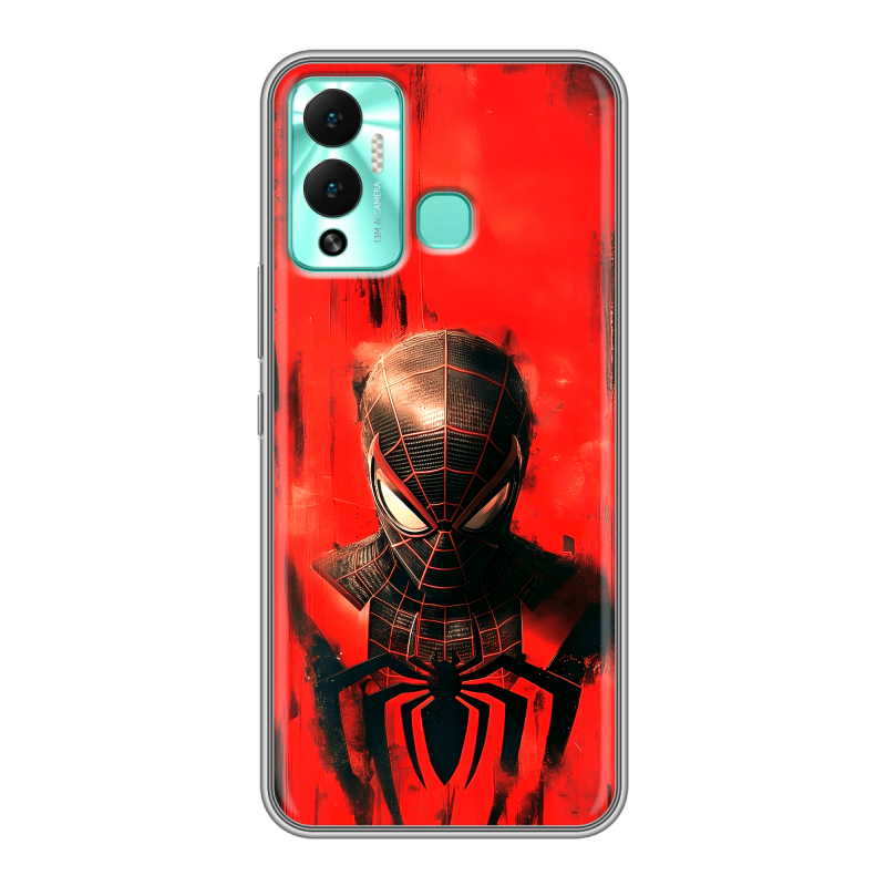Силиконовый противоударный чехол на Infinix Hot 12 Play с принтом человек паук spiderman Силиконовый противоударный чехол на Infinix Hot 12 Play с принтом человек паук spiderman