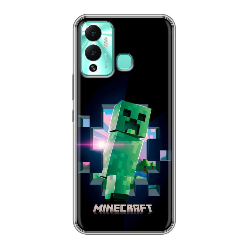 Силиконовый противоударный чехол на Infinix Hot 12 Play с принтом Майнкрафт Minecraft Силиконовый противоударный чехол на Infinix Hot 12 Play с принтом Майнкрафт Minecraft