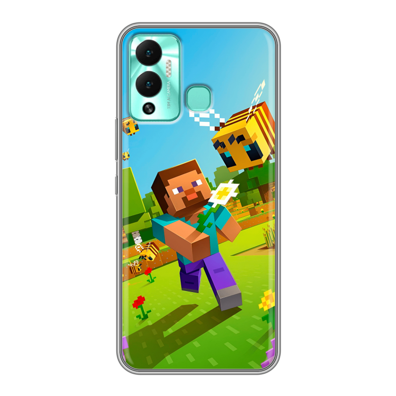 Силиконовый противоударный чехол на Infinix Hot 12 Play с принтом Майнкрафт Minecraft Силиконовый противоударный чехол на Infinix Hot 12 Play с принтом Майнкрафт Minecraft