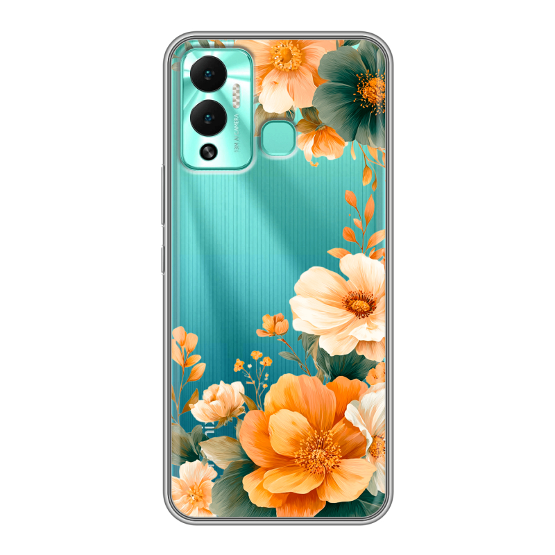 Силиконовый противоударный чехол на Infinix Hot 12 Play с принтом Цветы принт Силиконовый противоударный чехол на Infinix Hot 12 Play с принтом Цветы принт