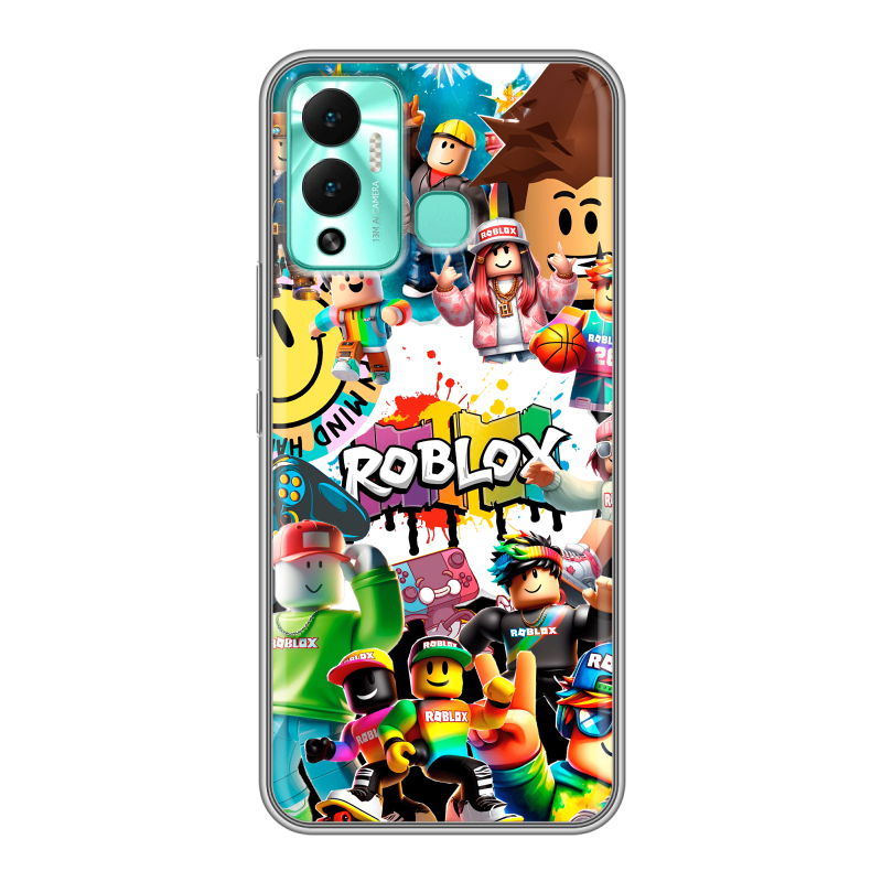 Силиконовый противоударный чехол на Infinix Hot 12 Play с принтом Roblox Роблокс Силиконовый противоударный чехол на Infinix Hot 12 Play с принтом Roblox Роблокс