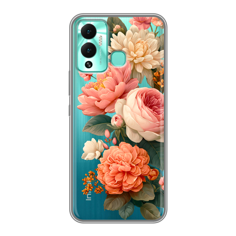 Силиконовый противоударный чехол на Infinix Hot 12 Play с принтом цветы Силиконовый противоударный чехол на Infinix Hot 12 Play с принтом цветы