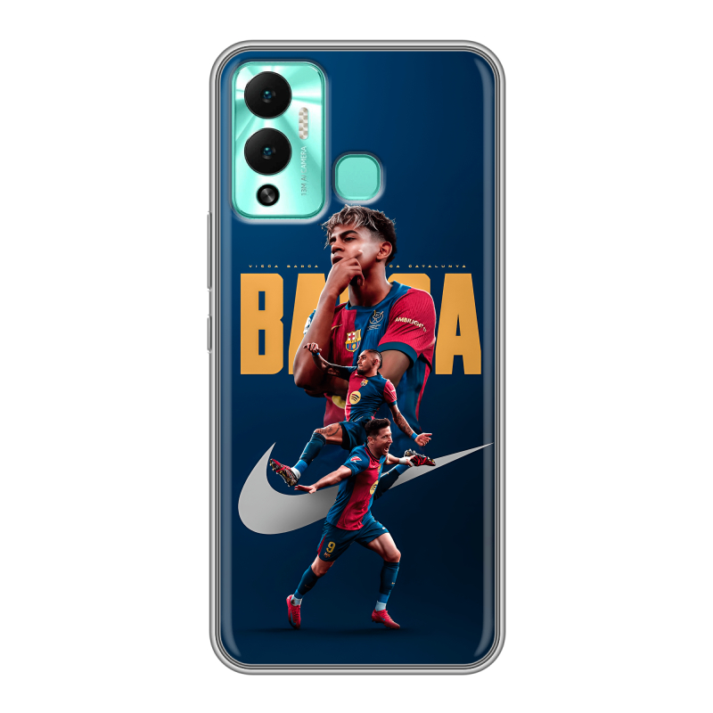 Силиконовый противоударный чехол на Infinix Hot 12 Play с принтом Барселона Barca Yamal Силиконовый противоударный чехол на Infinix Hot 12 Play с принтом Барселона Barca Yamal