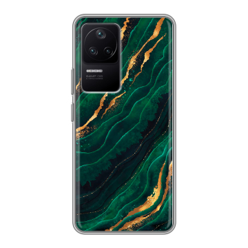 Силиконовый чехол на Xiaomi Poco F4 с принтом Мрамор зеленое золото Силиконовый чехол на Xiaomi Poco F4 с принтом Мрамор зеленое золото