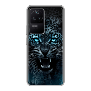 Силиконовый чехол на Xiaomi Poco F4 с принтом Темный леопард