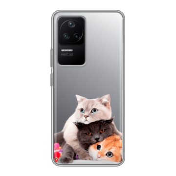 Силиконовый чехол на Xiaomi Poco F4 с принтом Кошки Силиконовый чехол на Xiaomi Poco F4 с принтом Кошки