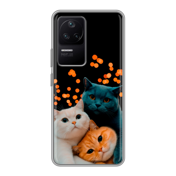 Силиконовый чехол на Xiaomi Poco F4 с принтом Кошки Силиконовый чехол на Xiaomi Poco F4 с принтом Кошки