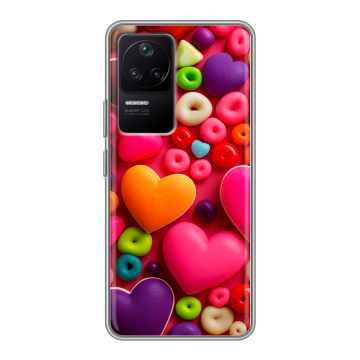 Силиконовый чехол на Xiaomi Poco F4 с принтом Сердечки Силиконовый чехол на Xiaomi Poco F4 с принтом Сердечки