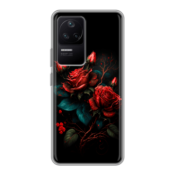 Силиконовый чехол на Xiaomi Poco F4 с принтом Розы красные Силиконовый чехол на Xiaomi Poco F4 с принтом Розы красные
