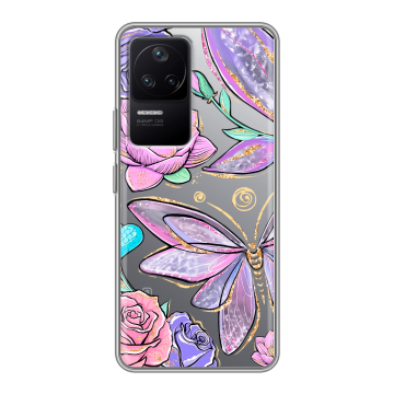 Силиконовый чехол на Xiaomi Poco F4 с принтом Бабочки и цветы Силиконовый чехол на Xiaomi Poco F4 с принтом Бабочки и цветы
