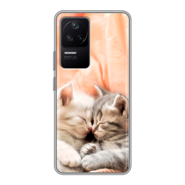 Силиконовый чехол на Xiaomi Poco F4 с принтом Котята