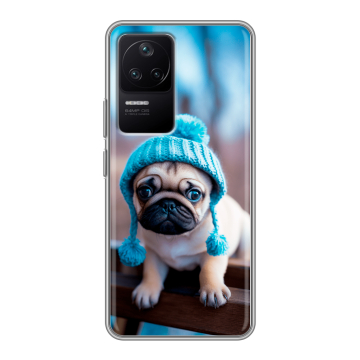 Силиконовый чехол на Xiaomi Poco F4 с принтом Мопс в шапке