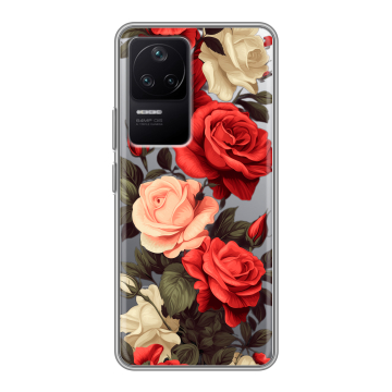 Силиконовый чехол на Xiaomi Poco F4 с принтом Розы Силиконовый чехол на Xiaomi Poco F4 с принтом Розы