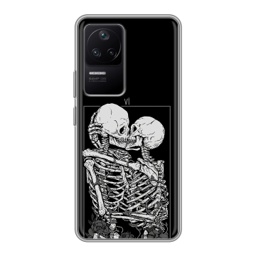 Силиконовый чехол на Xiaomi Poco F4 с принтом Поцелуй скелетов