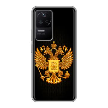 Силиконовый чехол на Xiaomi Poco F4 с принтом Герб России желтый Силиконовый чехол на Xiaomi Poco F4 с принтом Герб России желтый
