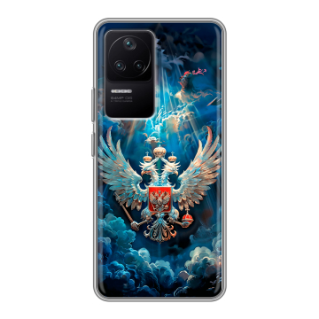 Силиконовый чехол на Xiaomi Poco F4 с принтом Герб флаг России Силиконовый чехол на Xiaomi Poco F4 с принтом Герб флаг России