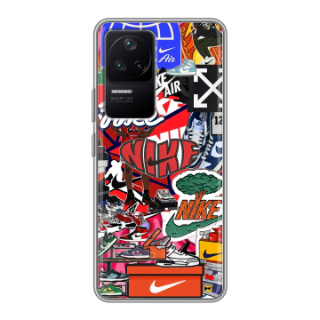 Силиконовый чехол на Xiaomi Poco F4 с принтом Найк Nike яркий Силиконовый чехол на Xiaomi Poco F4 с принтом Найк Nike яркий