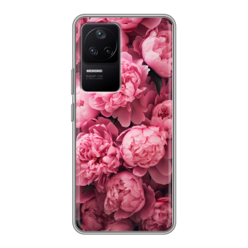 Силиконовый чехол на Xiaomi Poco F4 с принтом цветы пионы Силиконовый чехол на Xiaomi Poco F4 с принтом цветы пионы