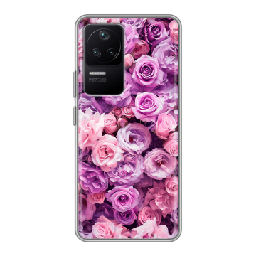 Силиконовый чехол на Xiaomi Poco F4 с принтом лавандовые розы Силиконовый чехол на Xiaomi Poco F4 с принтом лавандовые розы