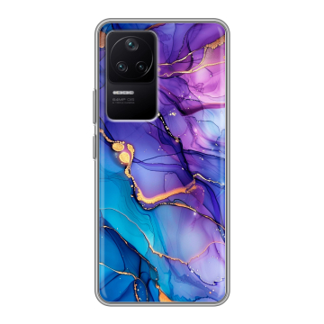Силиконовый чехол на Xiaomi Poco F4 с принтом синий мрамор
