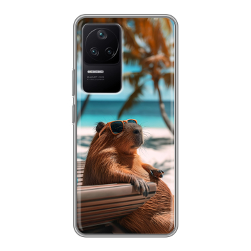 Силиконовый чехол на Xiaomi Poco F4 с принтом Капибара Силиконовый чехол на Xiaomi Poco F4 с принтом Капибара