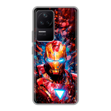 Силиконовый чехол на Xiaomi Poco F4 с принтом Железный человек Ironman
