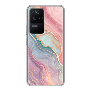 Силиконовый чехол на Xiaomi Poco F4 с принтом розовый мрамор Силиконовый чехол на Xiaomi Poco F4 с принтом розовый мрамор