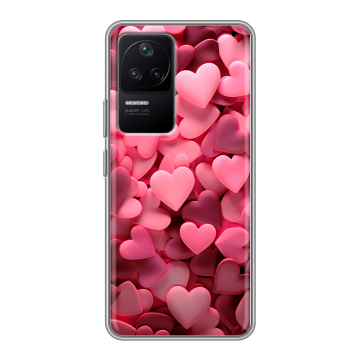 Силиконовый чехол на Xiaomi Poco F4 с принтом розовые сердечки