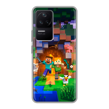 Силиконовый чехол на Xiaomi Poco F4 с принтом Майнкрафт Minecraft
