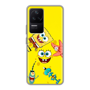 Силиконовый чехол на Xiaomi Poco F4 с принтом Спанч боб Спанчбоб