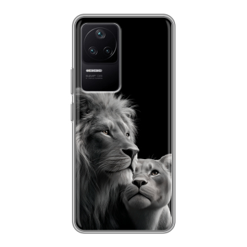 Силиконовый чехол на Xiaomi Poco F4 с принтом Лев кошки Силиконовый чехол на Xiaomi Poco F4 с принтом Лев кошки
